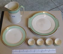 Crownford Breakfast Pieces: Jug, Plate, Side Plate and Four Eggcups