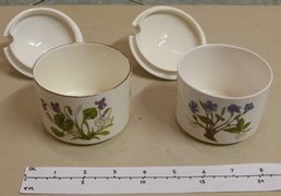 Two Delightful Bone China Lidded Pots for Jams, Sauces, etc.