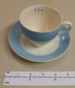 Blue and White Teacup and Saucer