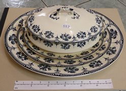 Three Vintage Oval Serving Plates and Casserole Dish