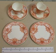 Two Vintage Cups with Saucers and Two Side Plates