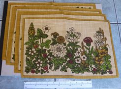 Unused Set of Four Vintage 'Wild Flowers' Irish Linen Place Mats