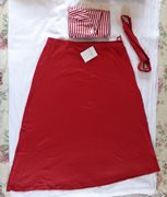 Unused 'Gray & Osbourn' Red/Striped Top, Skirt and Belt