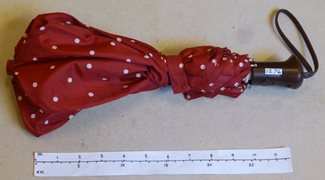 Unused Medium Size Red and White Pokadot Umbrella