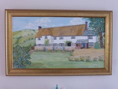 Devon Farmhouse, by Mrs. Brenda England, 2002, original oil