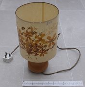 Vintage Wooden Lamp with Floral Pattern Shade