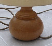 Vintage Wooden Lamp with Floral Pattern Shade