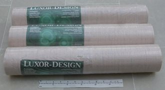 Three Unused Vintage Rolls of Luxor-Design Expanded Vinyl Wallpaper