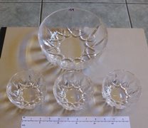 Vintage Round Glass Desert Serving Bowl and Three Place Bowls