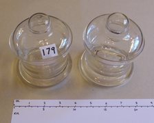 Two Vintage Glass Condiment Dishes with Lids