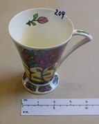 Stylised Floral Patterned Mug with Angular Handle